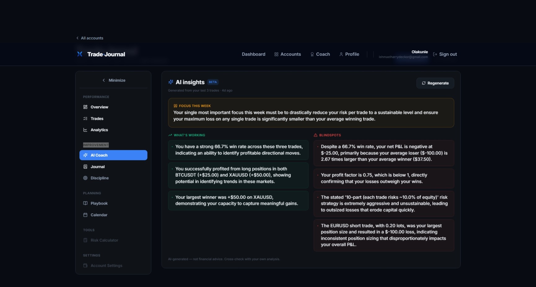 Trade Journal AI Insights Coach